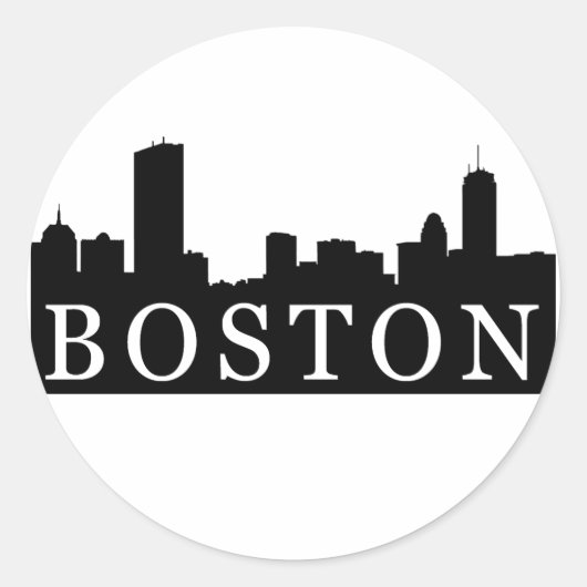 Boston Skyline Ronde Sticker (Voorkant)