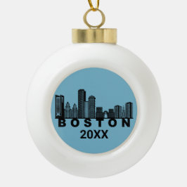 Boston Skyline Silhouette  Keramische Bal Ornament