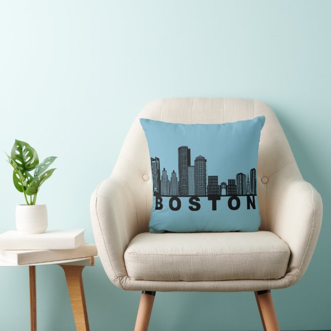 Boston Skyline Silhouette  Kussen (Stoel)