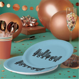 Boston Skyline Silhouette  Papieren Bordje