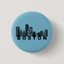 Boston Skyline Silhouette  Ronde Button 3,2 Cm