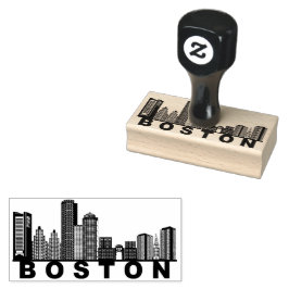 Boston Skyline Silhouette  Rubberstempel