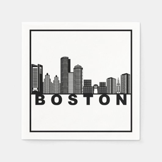 Boston Skyline Silhouette Servet (Voorkant)
