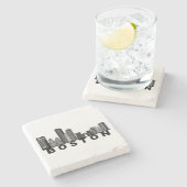 Boston Skyline Silhouette  Stenen Onderzetter (Zijkant)