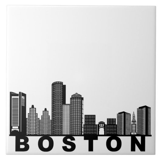 Boston Skyline Silhouette  Tegeltje (Voorkant)