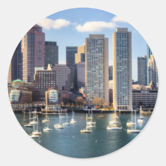 Boston skyline van waterfront ronde sticker
