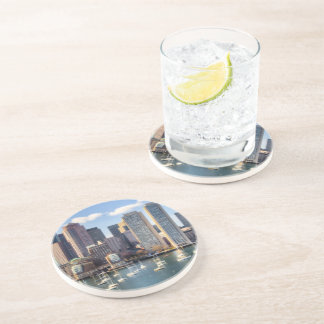 Boston skyline van waterfront zandsteen onderzetter