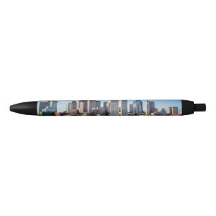Boston skyline van waterfront zwarte inkt pen