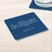 Boston Skyline Vierkante Kartonnen Onderzetter (Schuin)