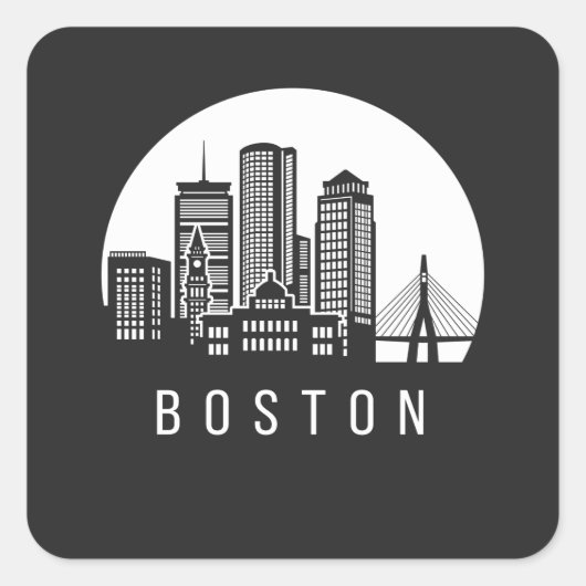 Boston Skyline Vierkante Sticker (Voorkant)