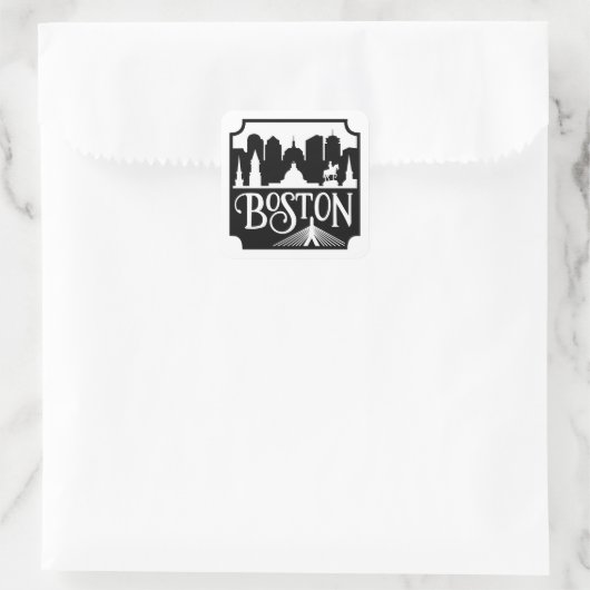 Boston Skyline Vierkante Sticker (Tas)