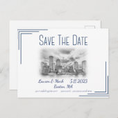 Boston Skyline Wedding Save the Date Briefkaart (Voorkant / Achterkant)
