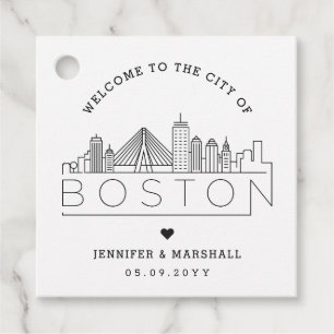 Boston Skyline Wedding Welcome Favoriet Bedankjes Labels