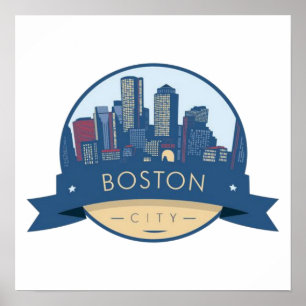Boston stads skyline, Boston MA skyline Poster