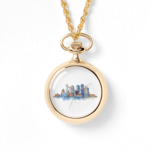 Boston Stadssilhouet Aquarel   Modern Boston MA  Horloge