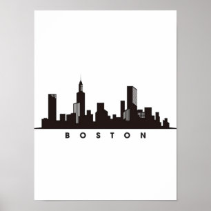 Boston Stadssilhouet, boston ma silhouet Poster