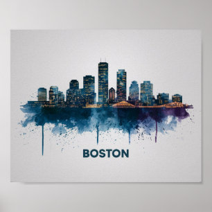 Boston Stadssilhouet, Boston Ma Silhouet Poster