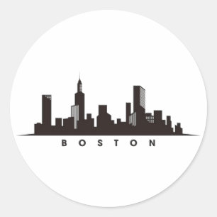 Boston Stadssilhouet, boston ma skyline Ronde Sticker