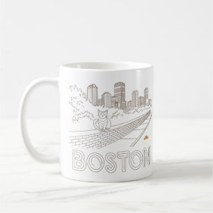 Boston Stadssilhouet, Boston Ma Us Skyline Koffiemok