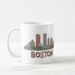 Boston Stadssilhouet, Boston Ma Us Skyline Koffiemok