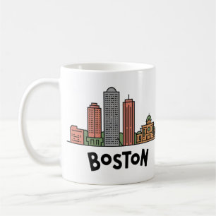 Boston Stadssilhouet, Boston Ma Us Skyline Koffiemok