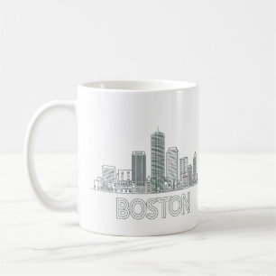Boston Stadssilhouet, Boston Ma Us Skyline Koffiemok
