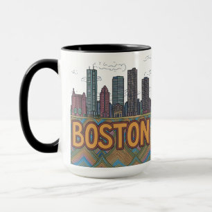 Boston Stadssilhouet, Boston Ma Us Skyline Mok