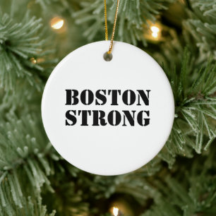 Boston Sterke witte en zwarte kerst Keramisch Ornament