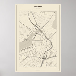 Boston Straatkaart Poster