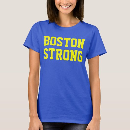 Boston strong blauw geel t-shirt (Voorkant)