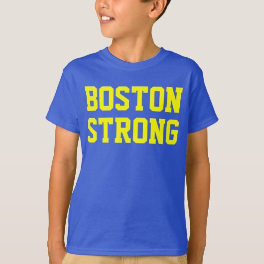 Boston strong blauw geel t-shirt (Voorkant)