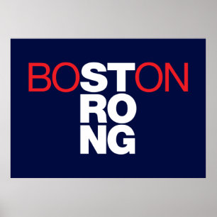 Boston Strong Helvetica Poster op marineblauw