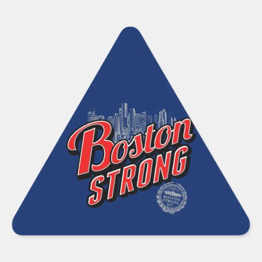 Boston Strong in rood en blauw decor Driehoek Sticker (Voorkant)