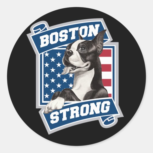 BOSTON STRONG TERRIER RONDE STICKER (Voorkant)