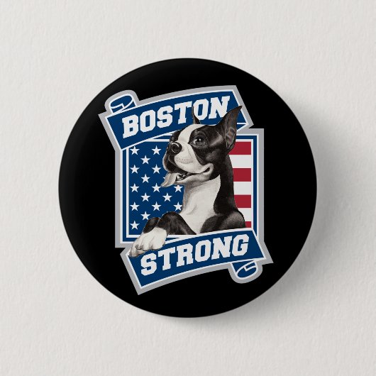 BOSTON STRONG TERRIER, stijl Ronde Button 5,7 Cm (Voorkant)