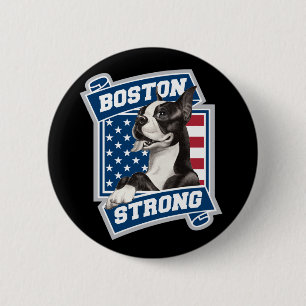 BOSTON STRONG TERRIER, stijl Ronde Button 5,7 Cm