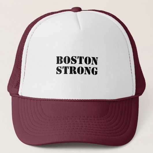 "Boston Strong" witte zwarte sport Trucker Pet (Voorkant)