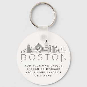 Boston Stylized Skyline Aangepaste slogan Sleutelhanger