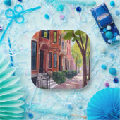 Boston Summer | Massachusetts Brownstones Papieren Bordje (Feest)