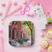 Boston Summer | Massachusetts Brownstones Papieren Bordje (Feest)