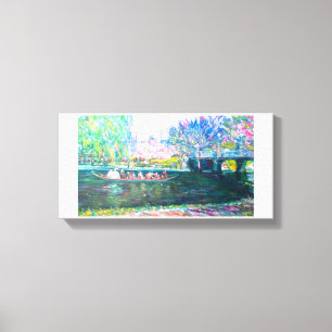 Boston Swan Boat Painting Canvas Afdruk