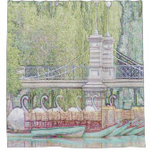 Boston Swan Boats crayon et encre rideau de douche (Devant)