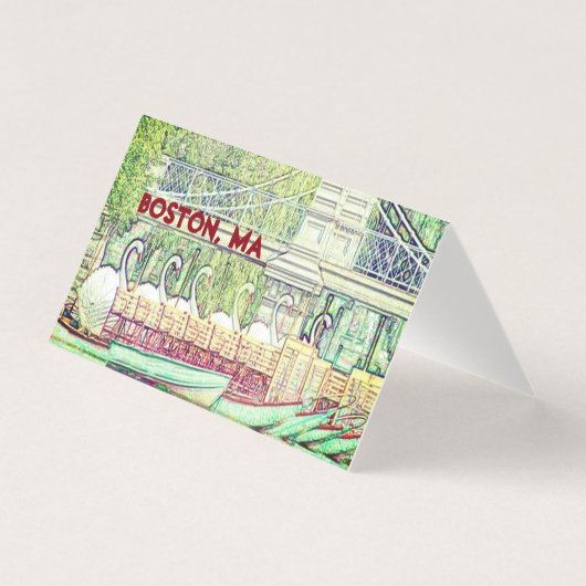 Boston Swan Boats in Pencil and Ink folded card (Front)