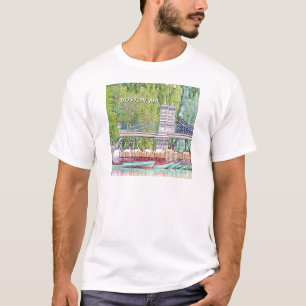 Boston Swan Boats in potlood en inktfilter T-shirt