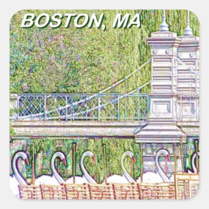 Boston Swan Boats in potlood en inktfilter Vierkante Sticker