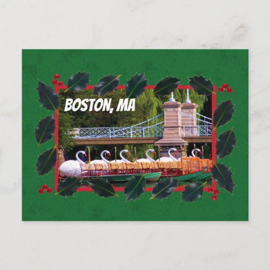Boston Swan Boats - Prettige feestdagen Briefkaart (Voorkant)