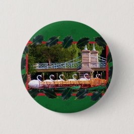 Boston Swan Boats - Prettige feestdagen Ronde Button 5,7 Cm