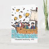 Boston Tea Party Day Funny A Revolution Brewing be Kaart (Voorkant)