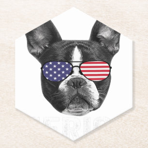 Boston Terrier 4 juli Hondenliefhebber Merica USA Kartonnen Onderzetters