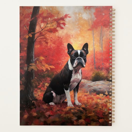 Boston Terrier à l'automne Leaves automne Inspire (Dos)